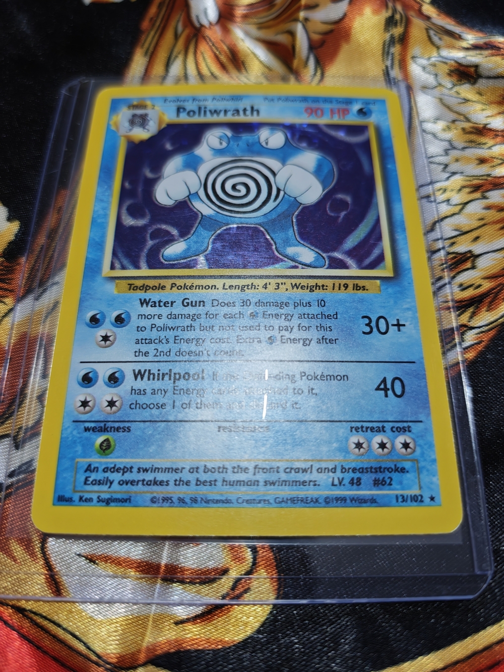 Pokemon Poliwrath Blue and Yellow Holo Card